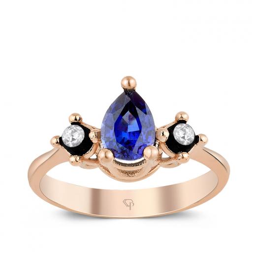 0.89 Karat Elmas Safir Yüzük