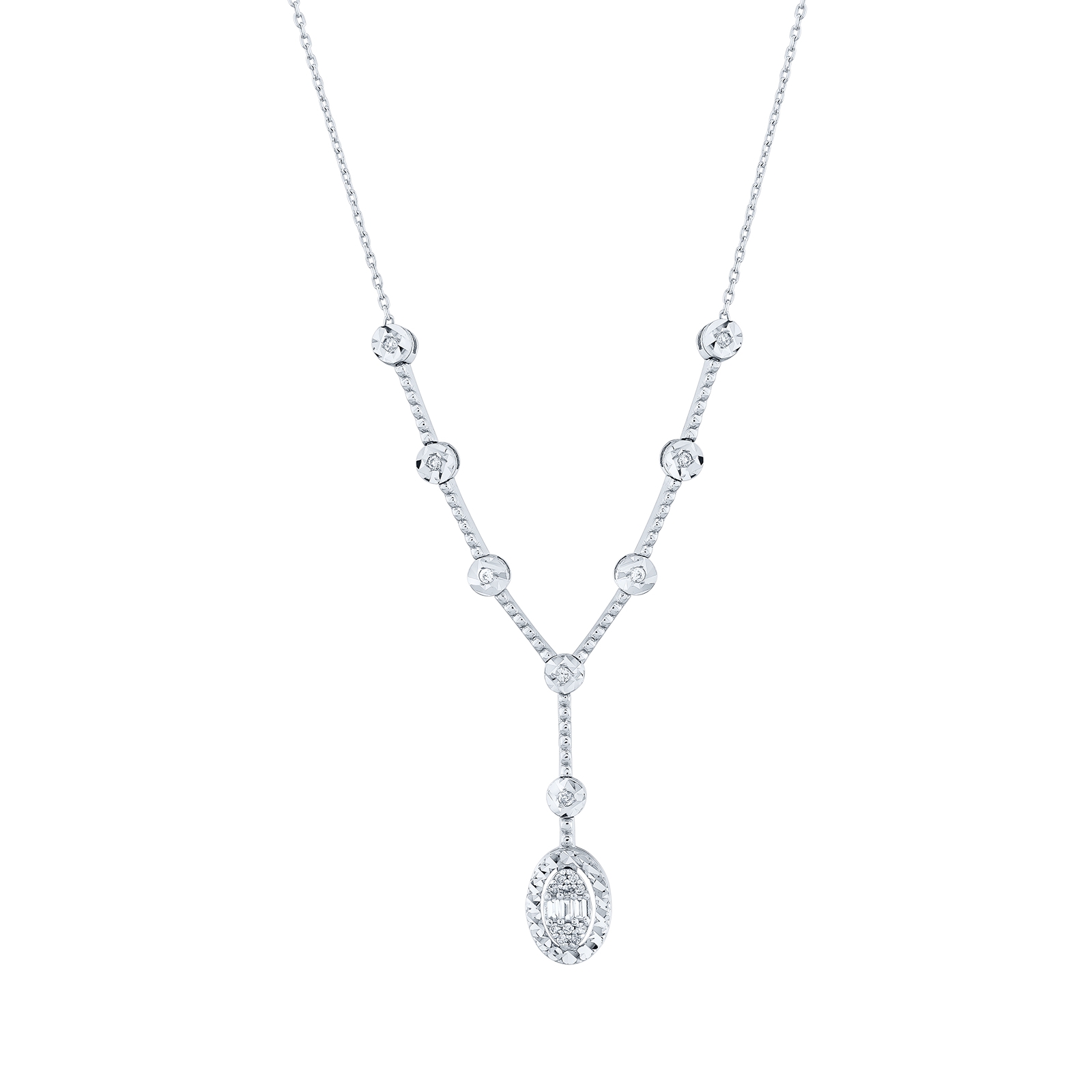 0.10 Karat Pırlantalı Baget Kolye