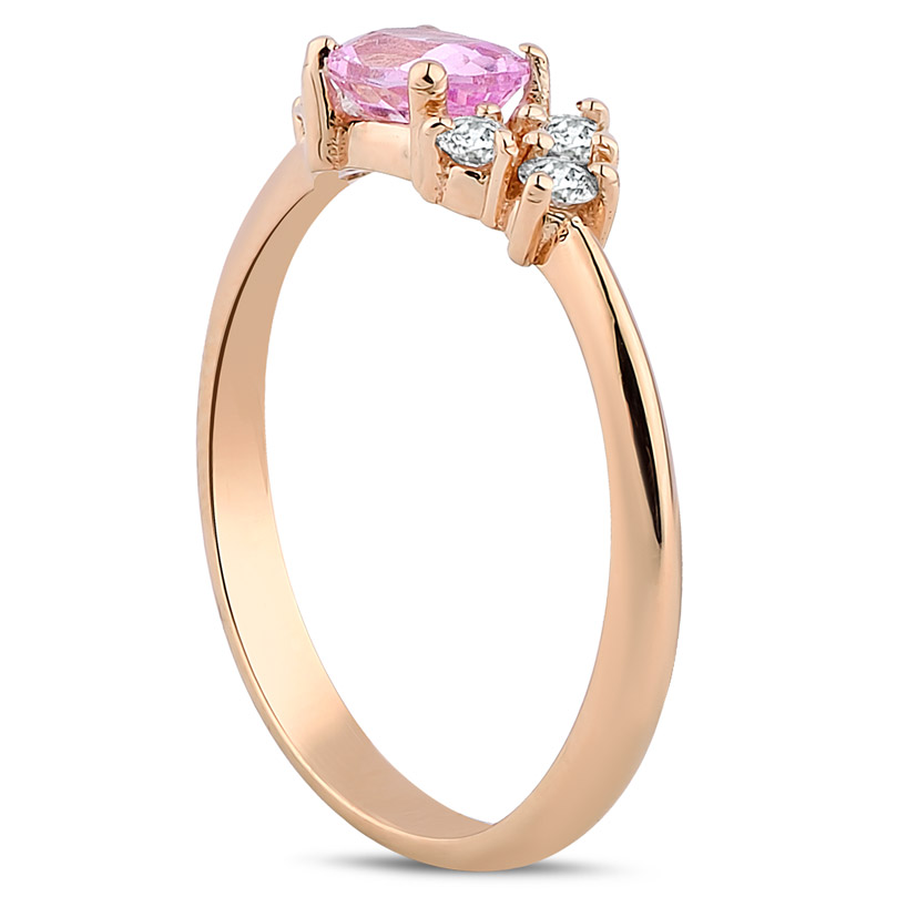 0.83 Karat Pırlanta Pembe Safir Yüzük