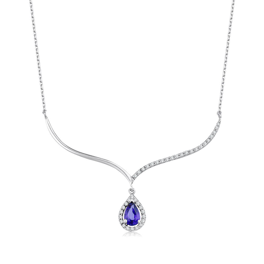 0.72 Karat Pırlanta Safir Kolye