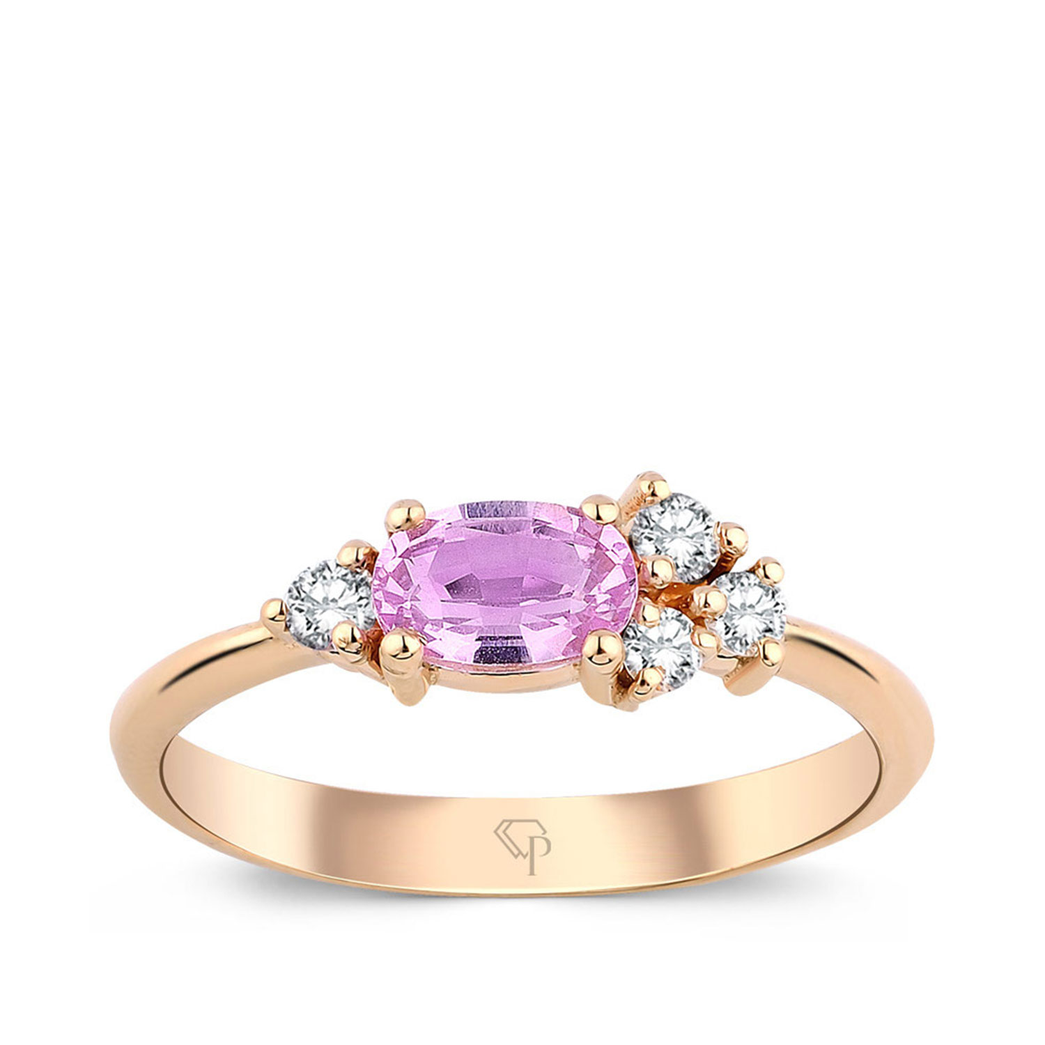0.83 Karat Pırlanta Pembe Safir Yüzük