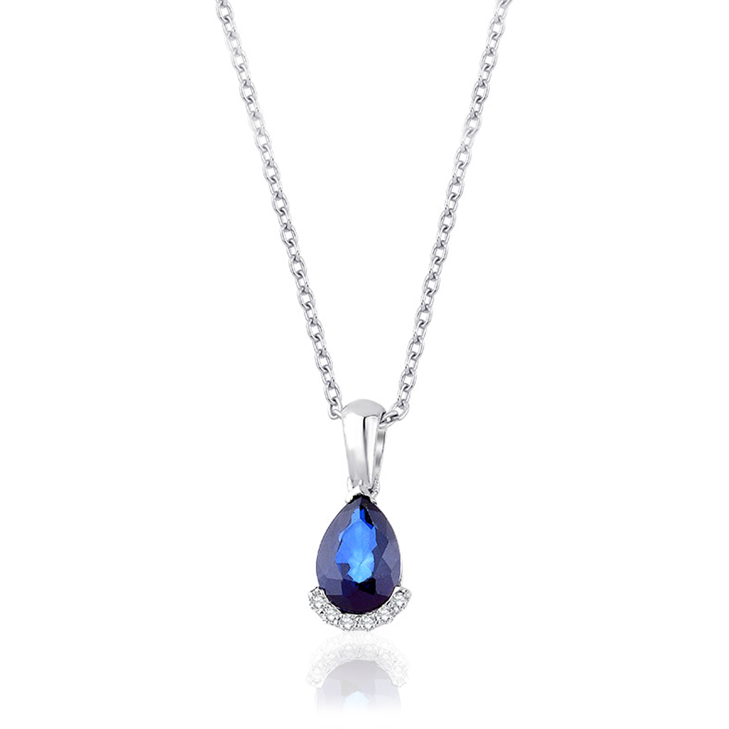 0.79 Karat Pırlantalı Safir Kolye