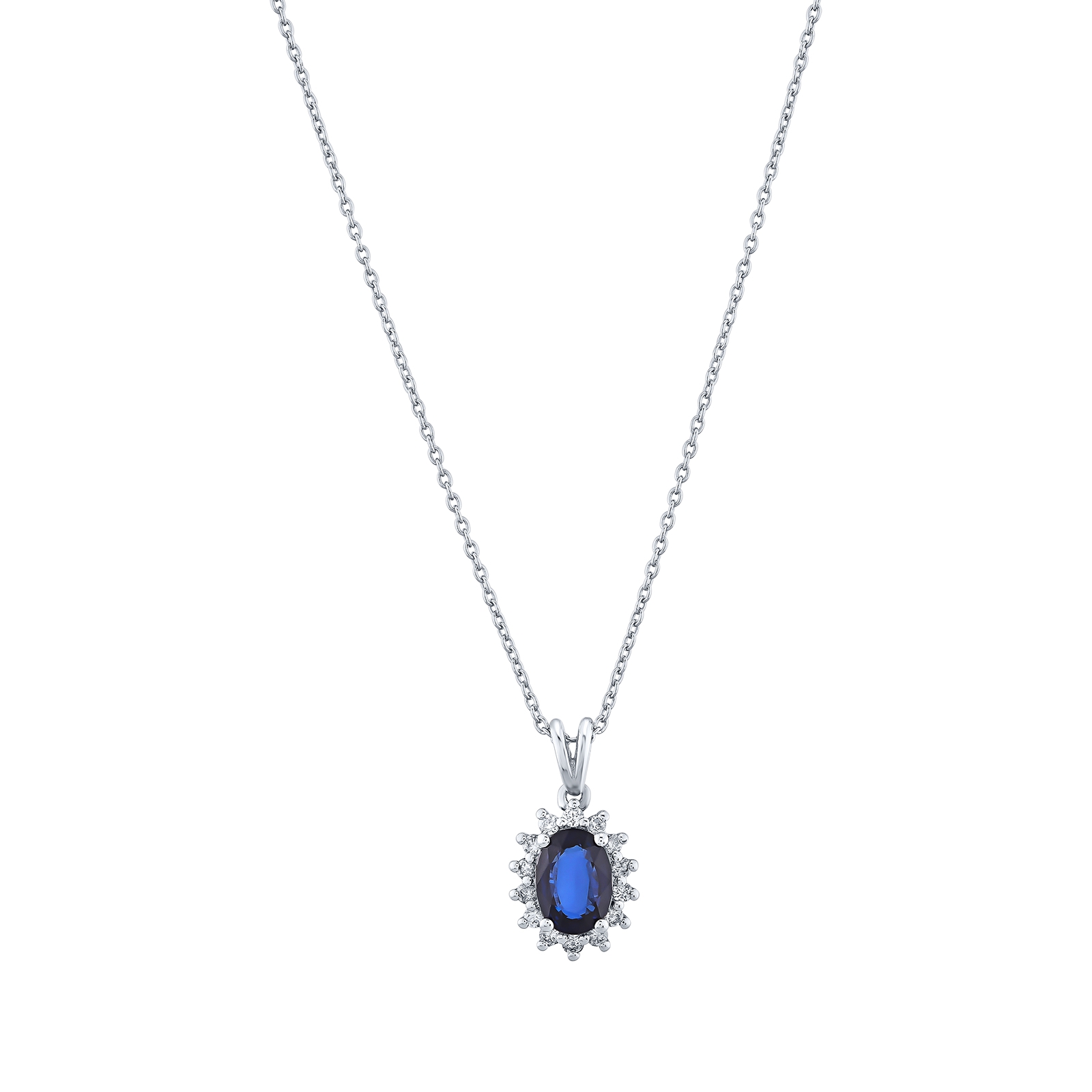 0.68 Karat Pırlanta Safir Kolye
