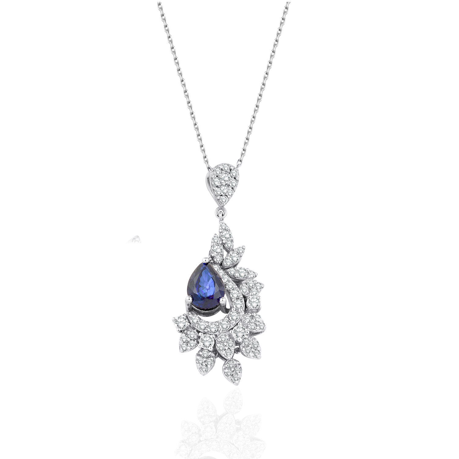 2.21 Karat Pırlanta Safir Kolye