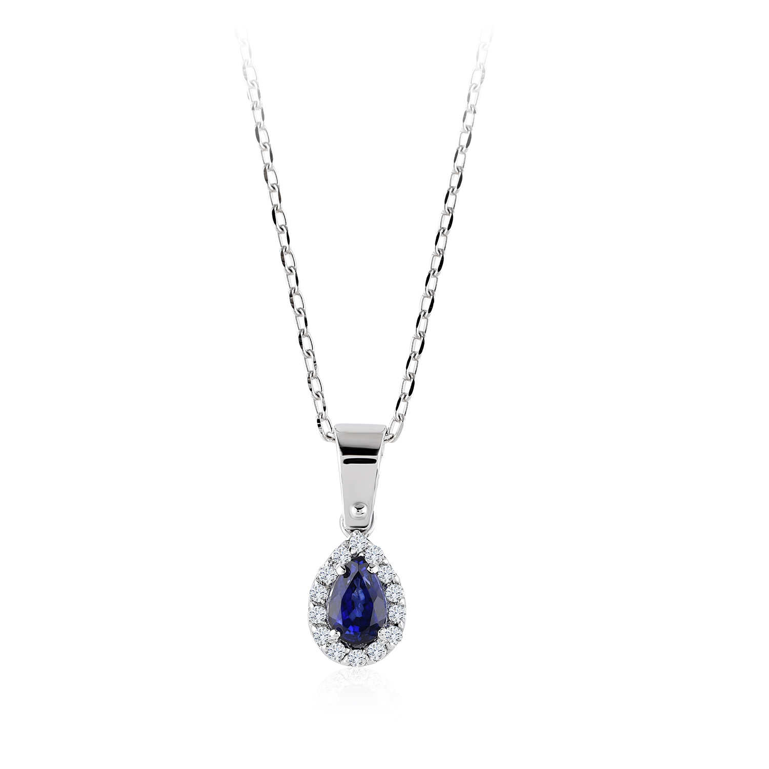 0.31 Karat Pırlantalı Safir Kolye