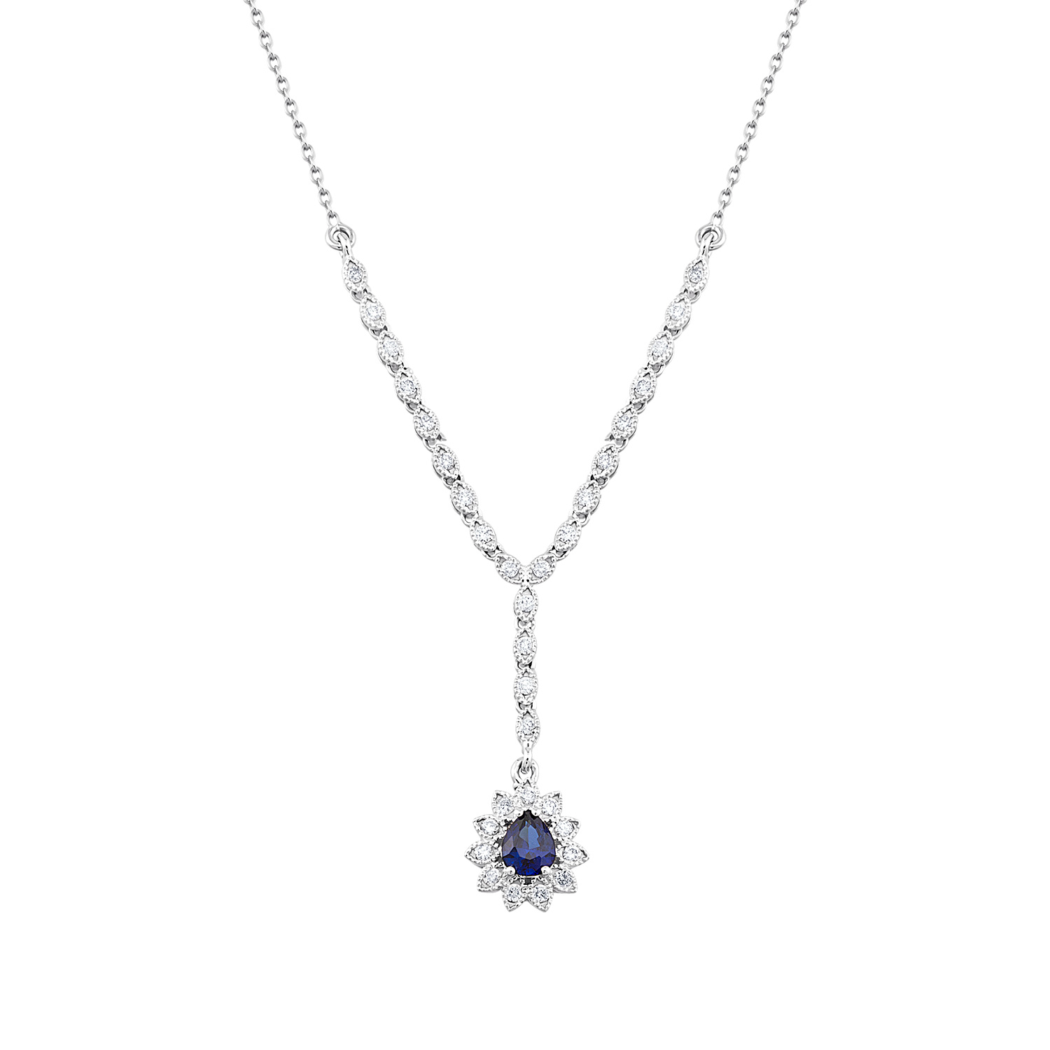 0.70 Karat Pırlanta Safir Kolye