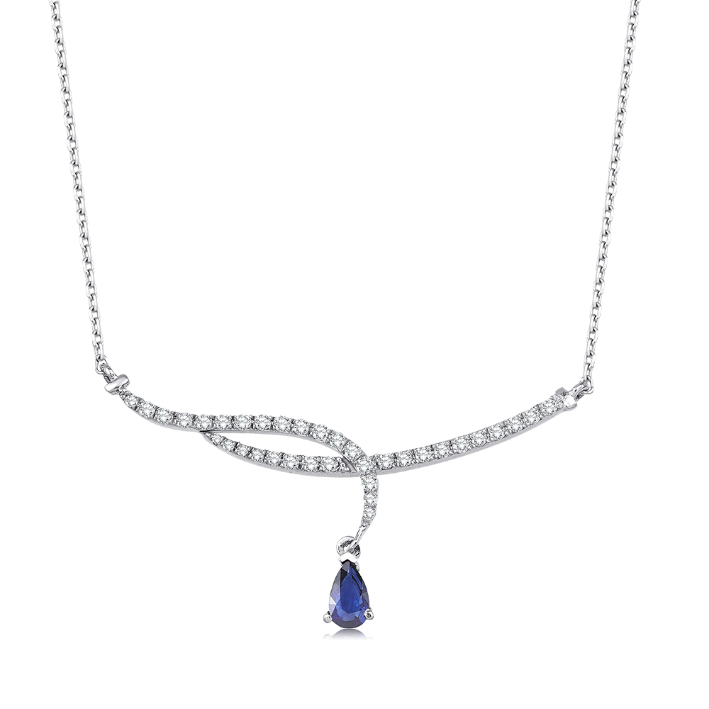 0.79 Karat Pırlanta Safir Kolye