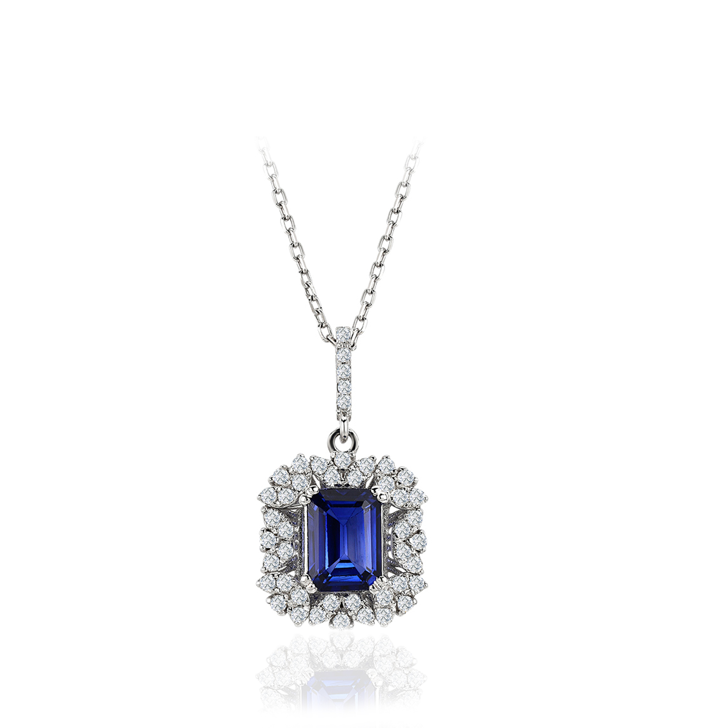 1.87 Karat Pırlanta Safir Kolye