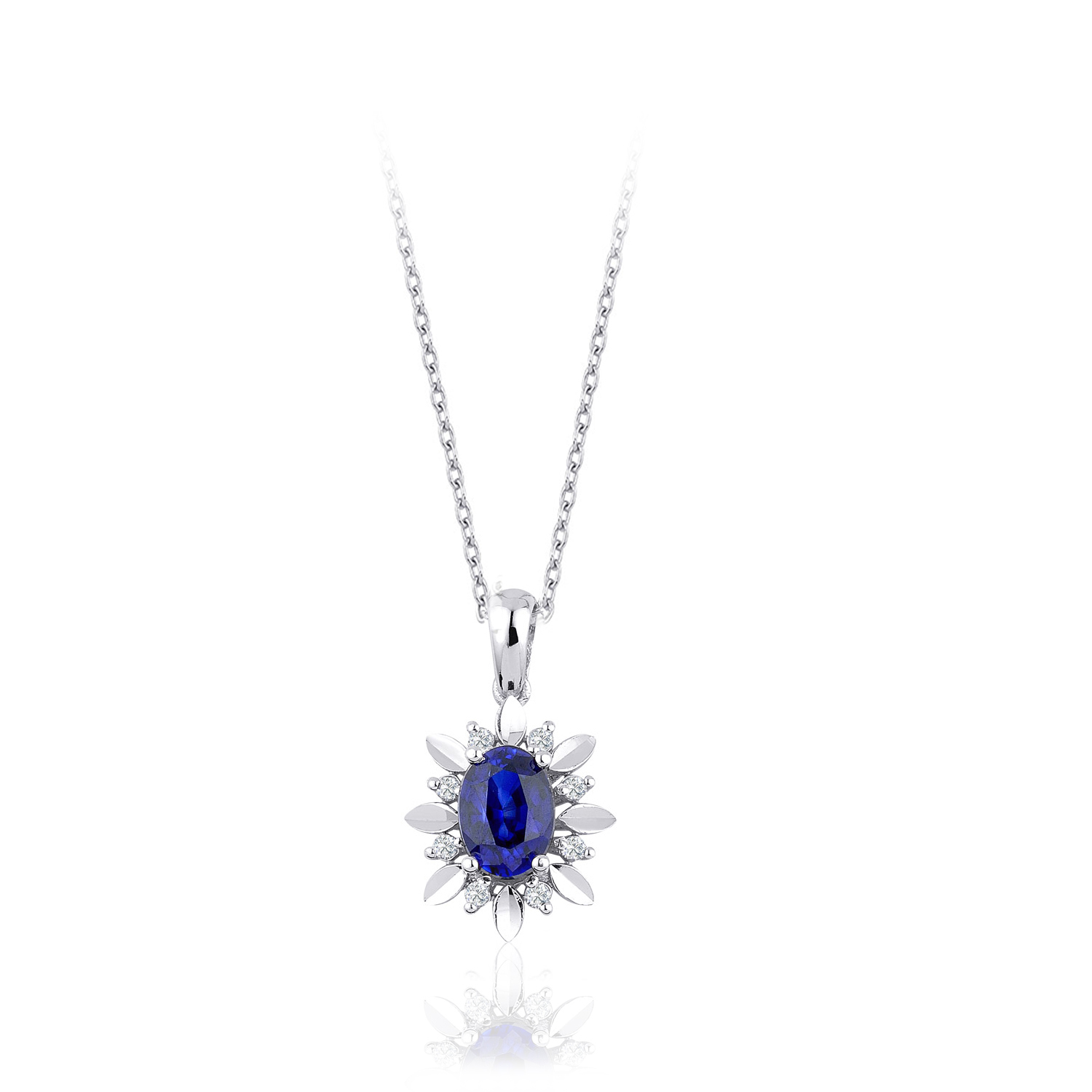 0.63 Karat Pırlanta Safir Kolye