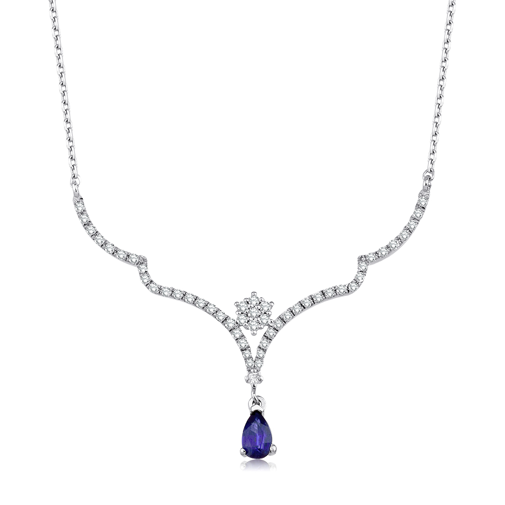 0.49 Karat Pırlanta Safir Kolye
