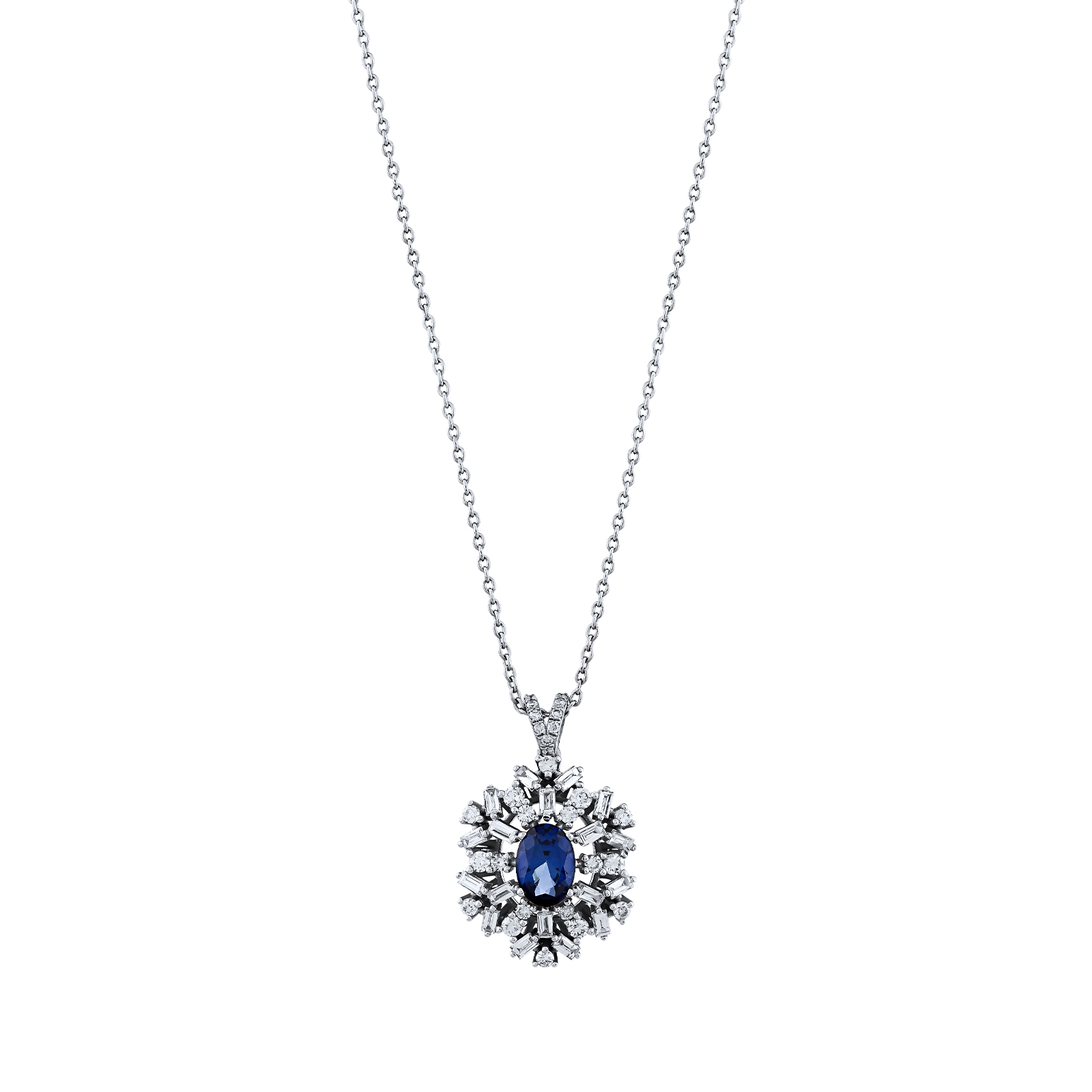 1.69 Karat Pırlanta Safir Kolye