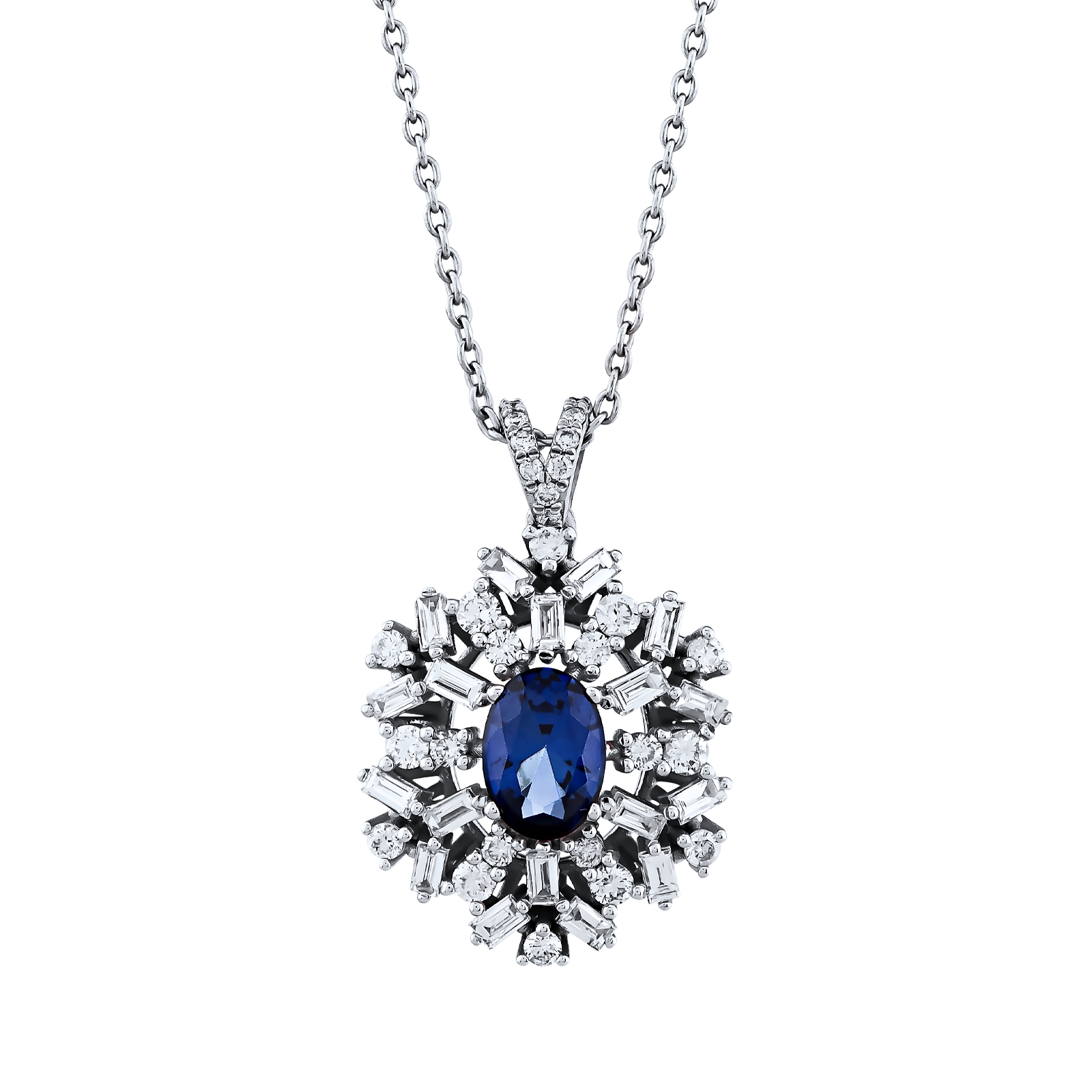 1.69 Karat Pırlanta Safir Kolye 