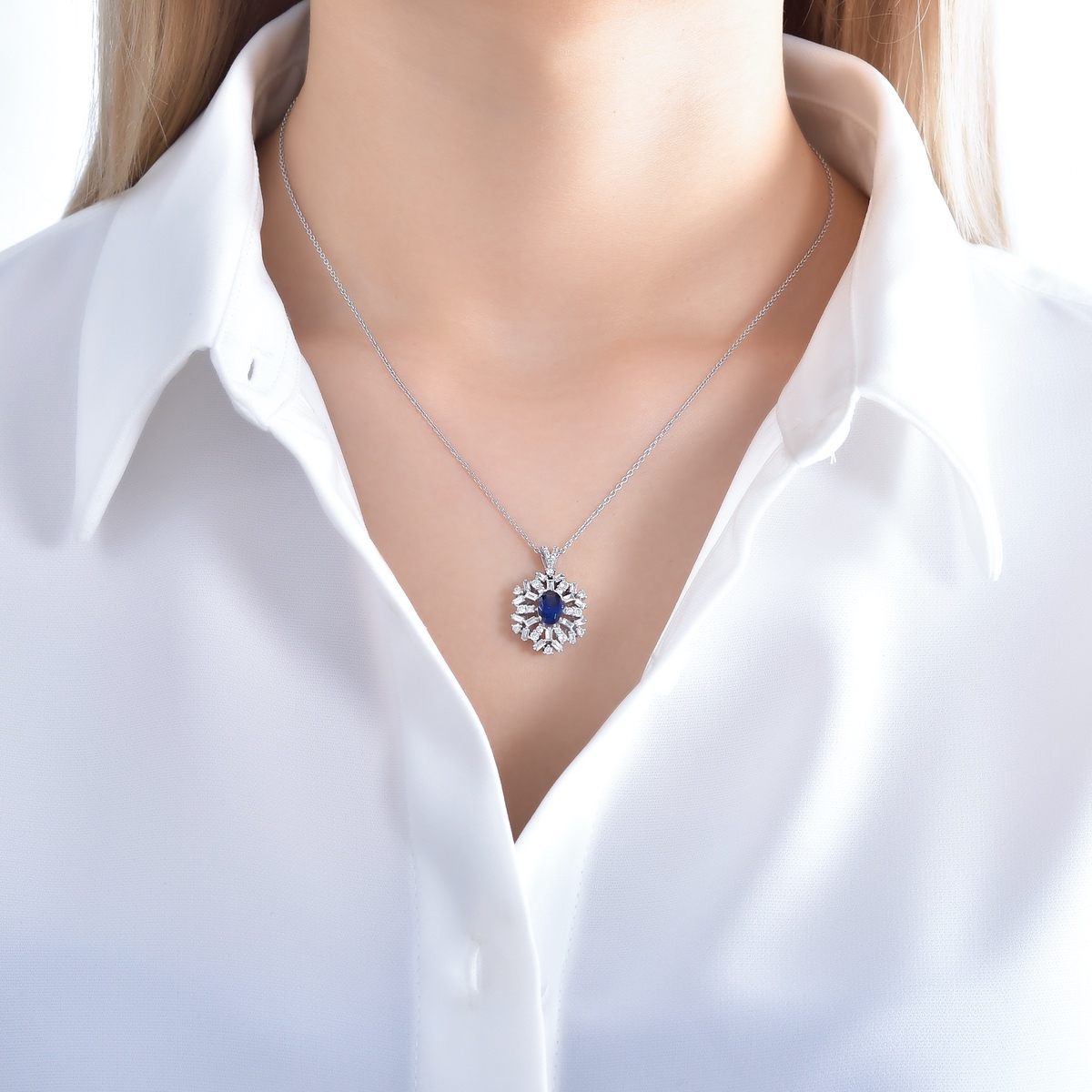 1.69 Karat Pırlanta Safir Kolye 