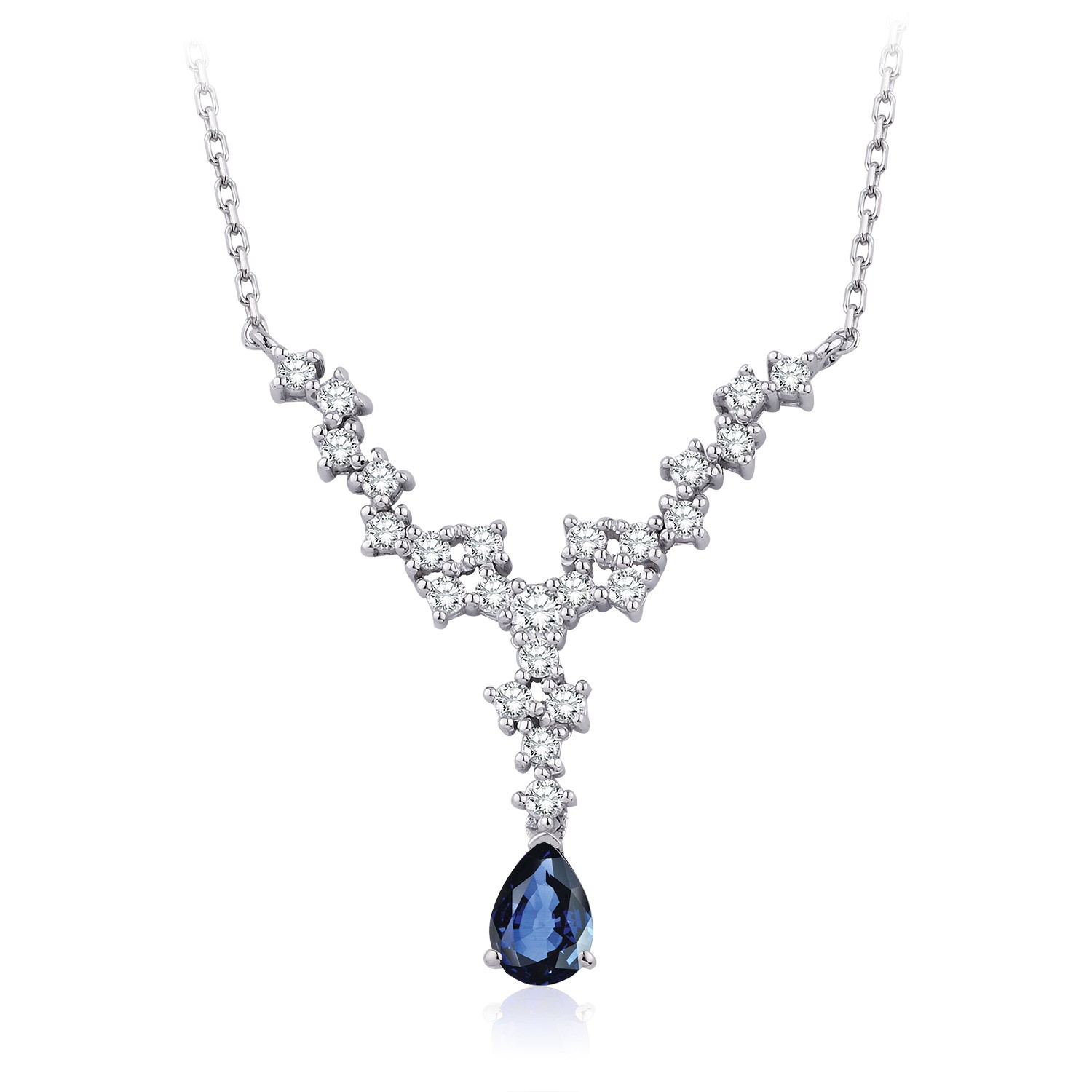 0.79 Karat Pırlanta Safir Kolye