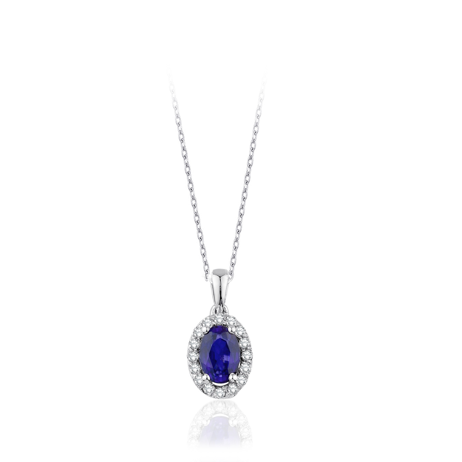 0.39 Karat Pırlanta Safir Kolye