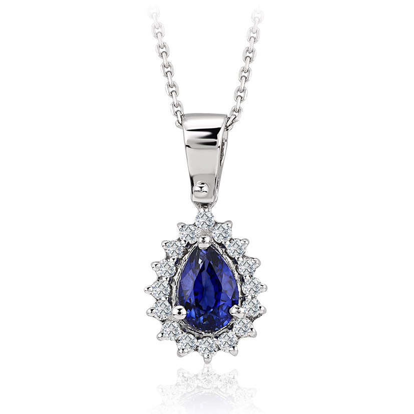 0.71 Karat Pırlanta Safir Kolye