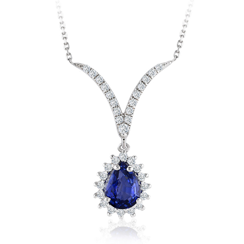 0.70 Karat Pırlanta Safir Kolye