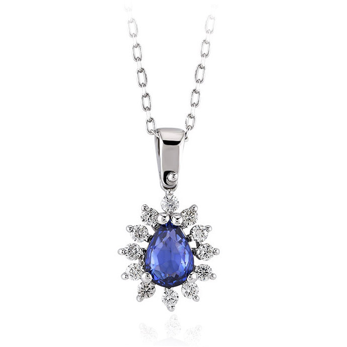 0.93 Karat Pırlanta Safir Kolye