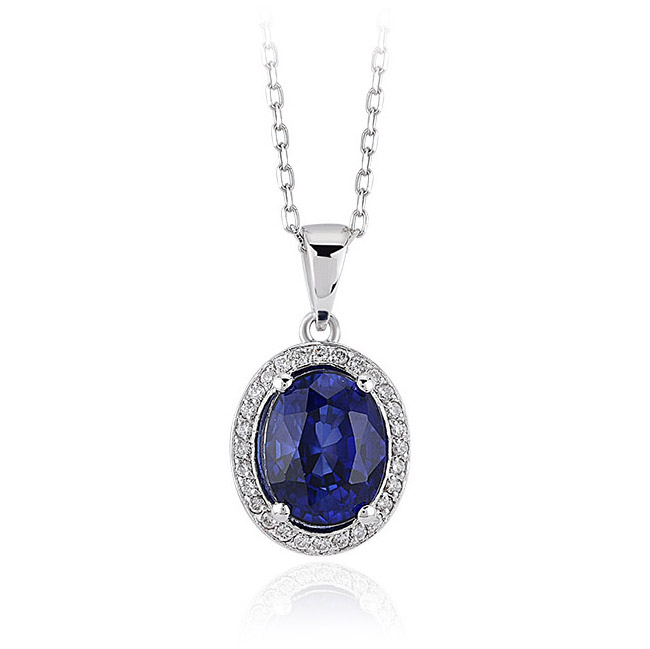 0.99 Karat Pırlanta Safir Kolye