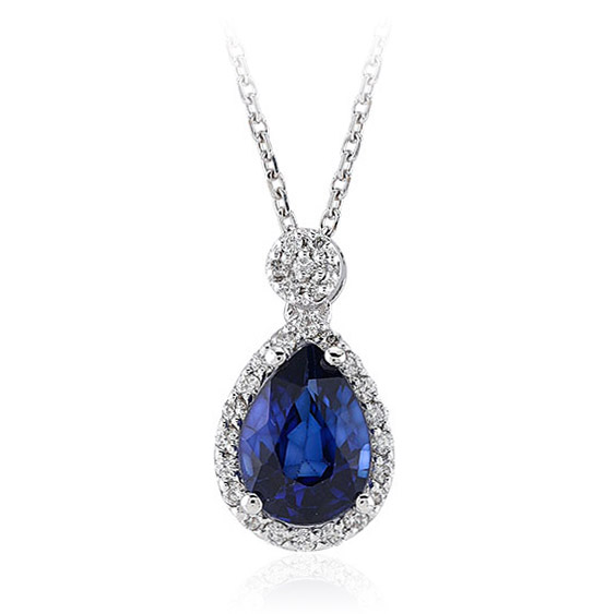 0.79 Karat Pırlanta Safir Kolye
