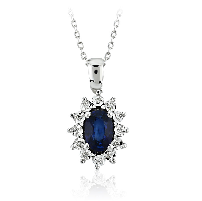 0.52 Karat Pırlanta Safir Kolye