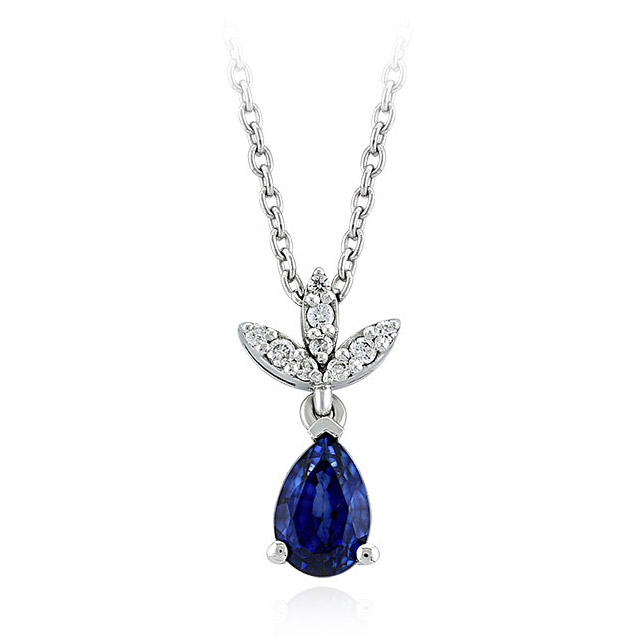 0.89 Karat Pırlanta Safir Kolye