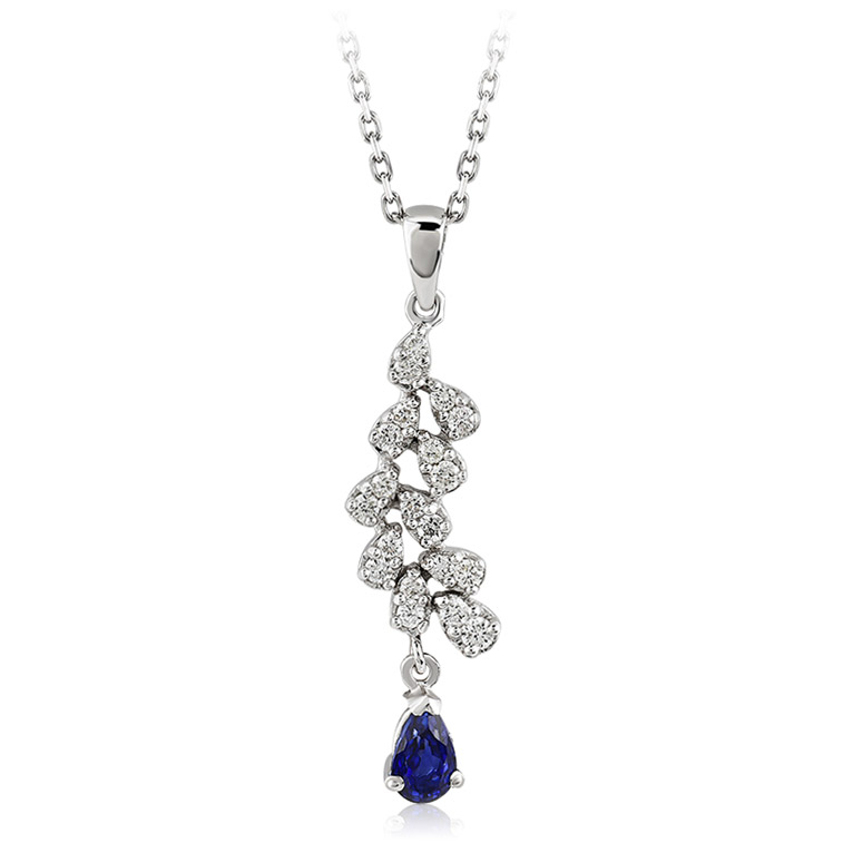 0.35 Karat Pırlanta Safir Kolye