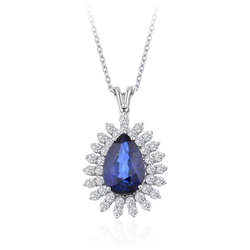 2.14 Karat Pırlanta Safir Kolye