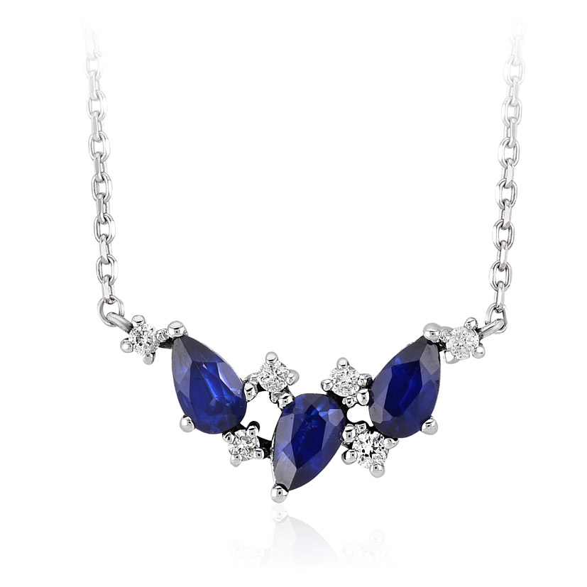 0.77 Karat Pırlanta Safir Kolye
