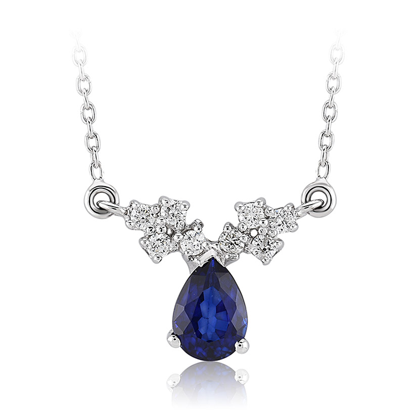 0.92 Karat Pırlanta Safir Kolye