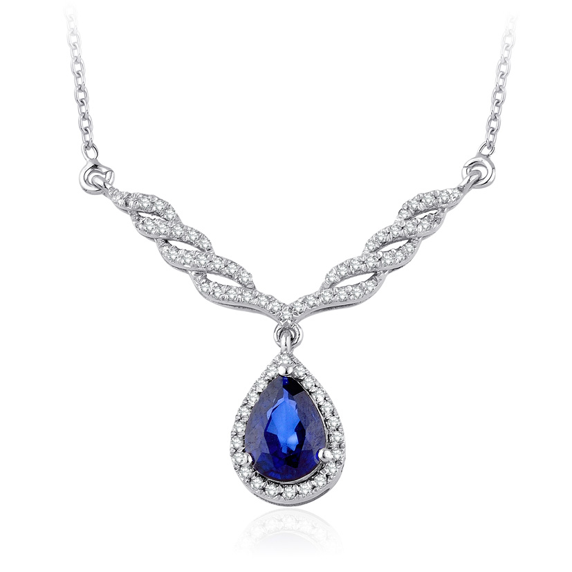 1.05 Karat Pırlanta Safir Kolye