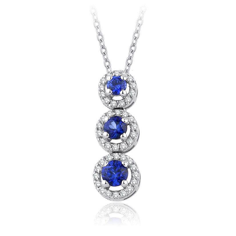 0.59 Karat Pırlanta Safir Kolye