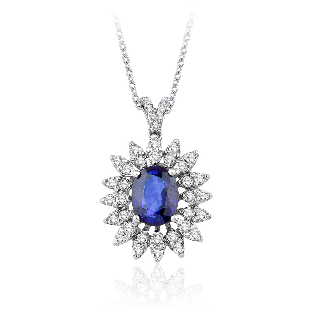 2.05 Karat Pırlanta Safir Kolye