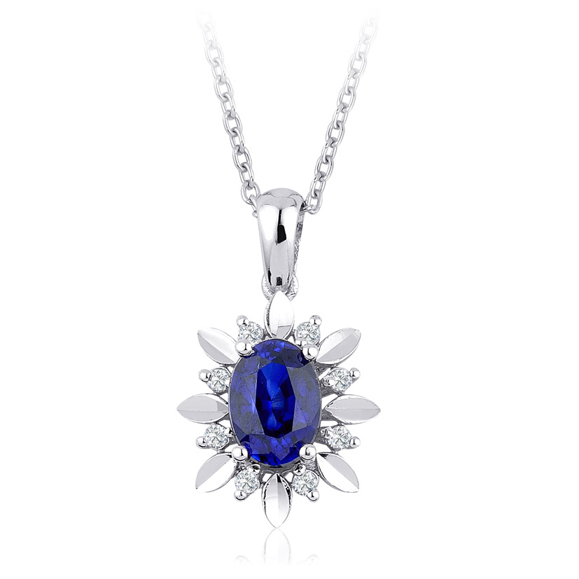 0.72 Karat Pırlanta Safir Kolye