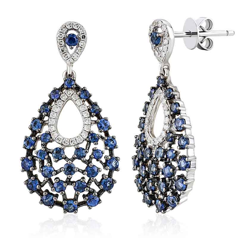 1.66 Karat Pırlanta Safir Küpe