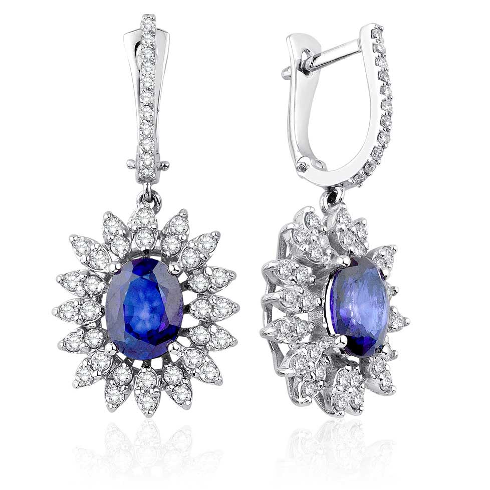4.57 Karat Pırlanta Safir Küpe