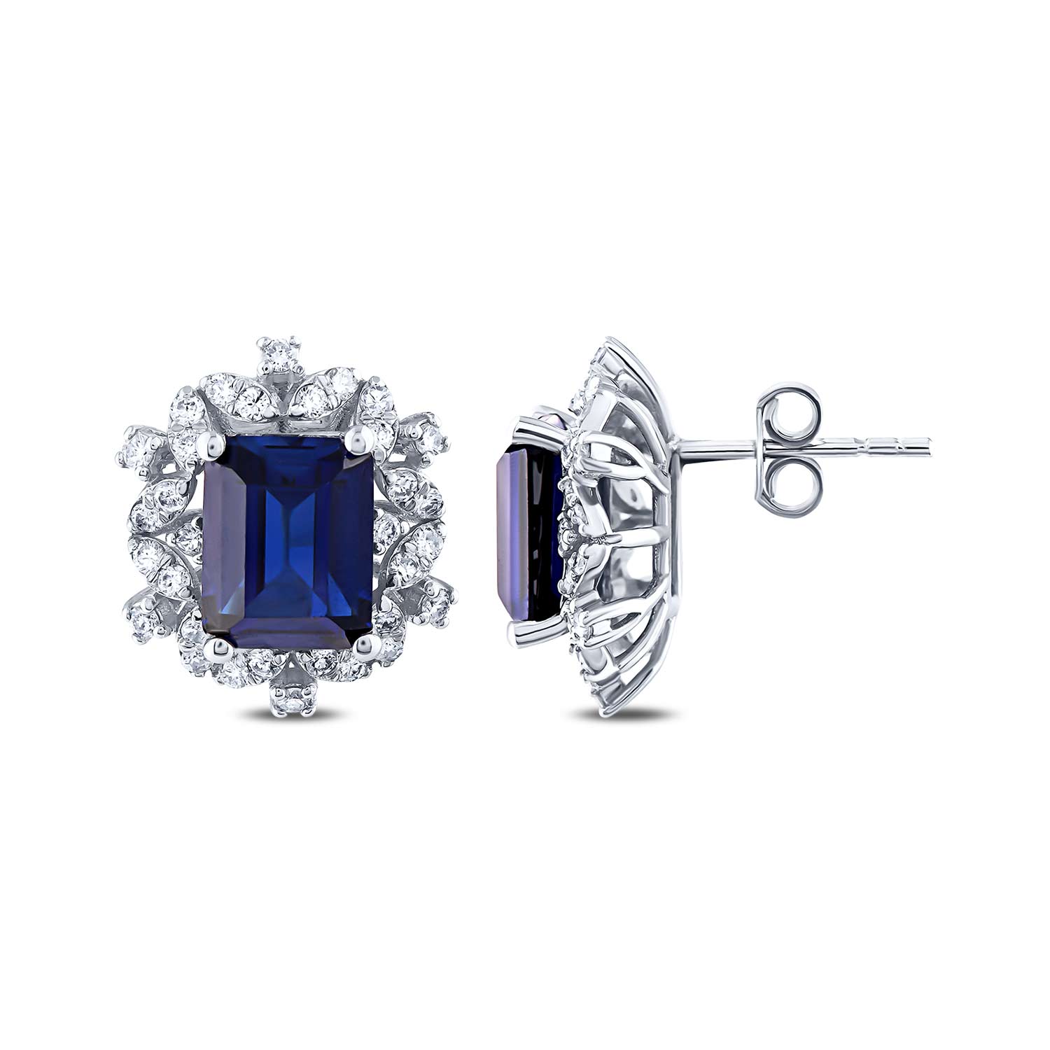 6.50 Karat Pırlanta Safir Küpe