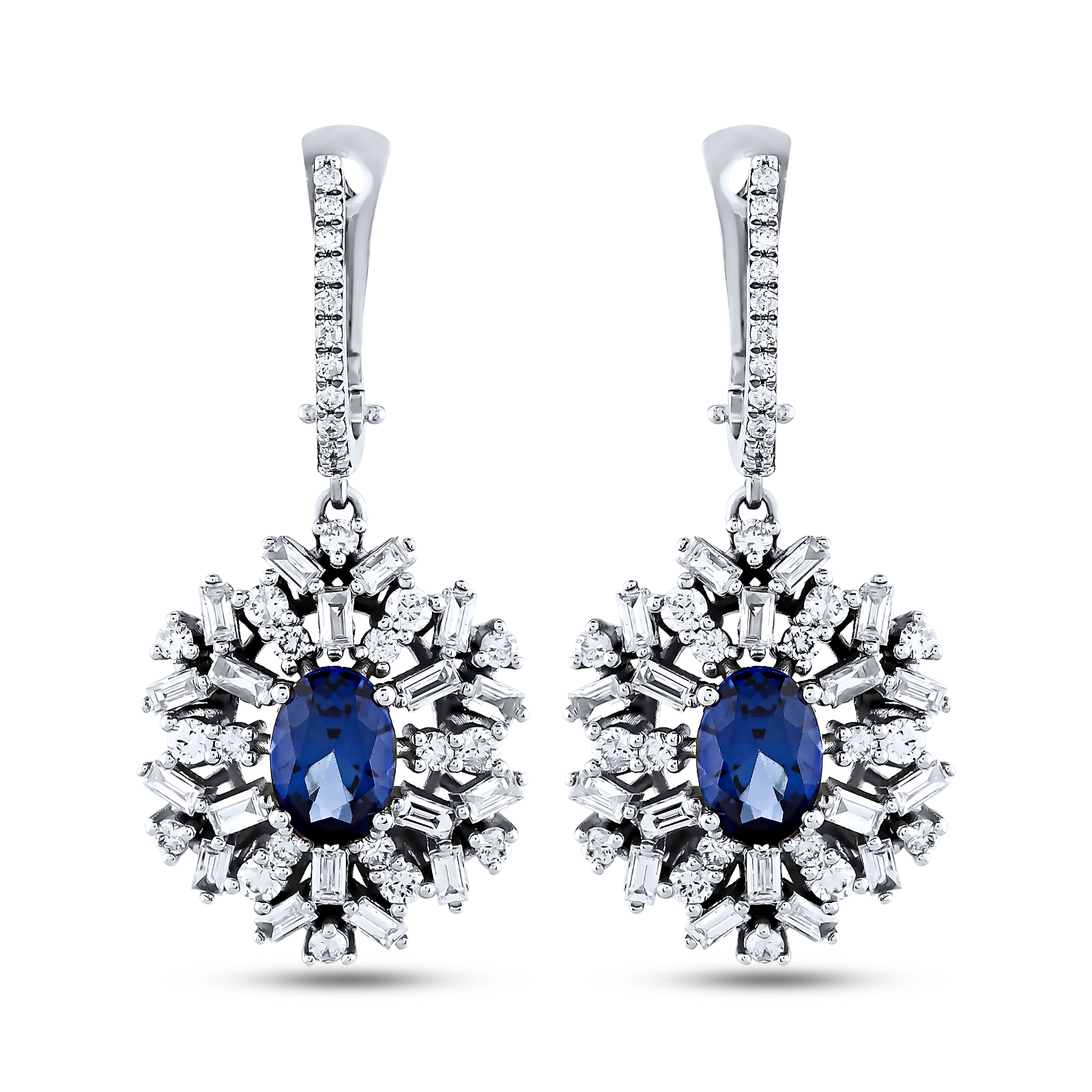 3.32 Karat Pırlanta Safir Küpe 