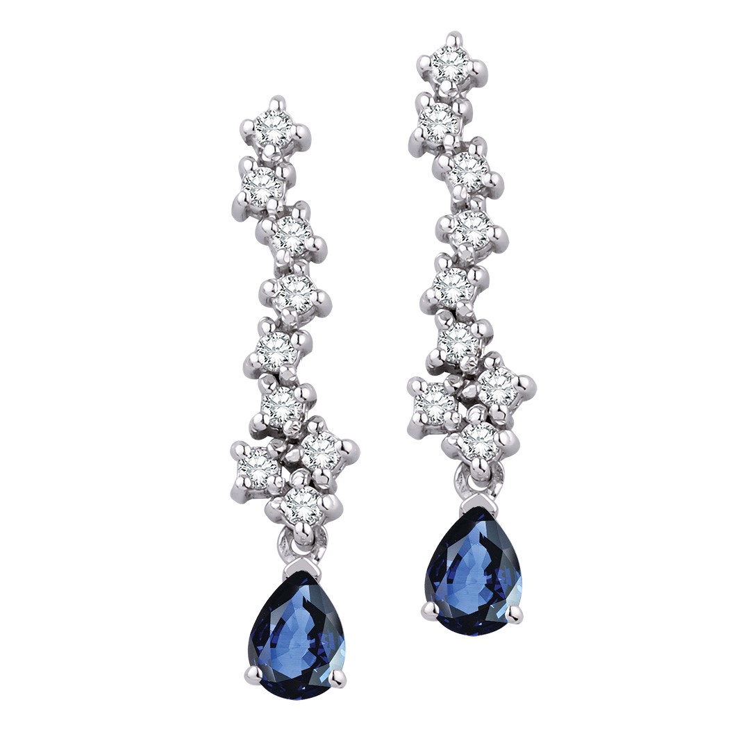 0.71 Karat Pırlanta Safir Küpe