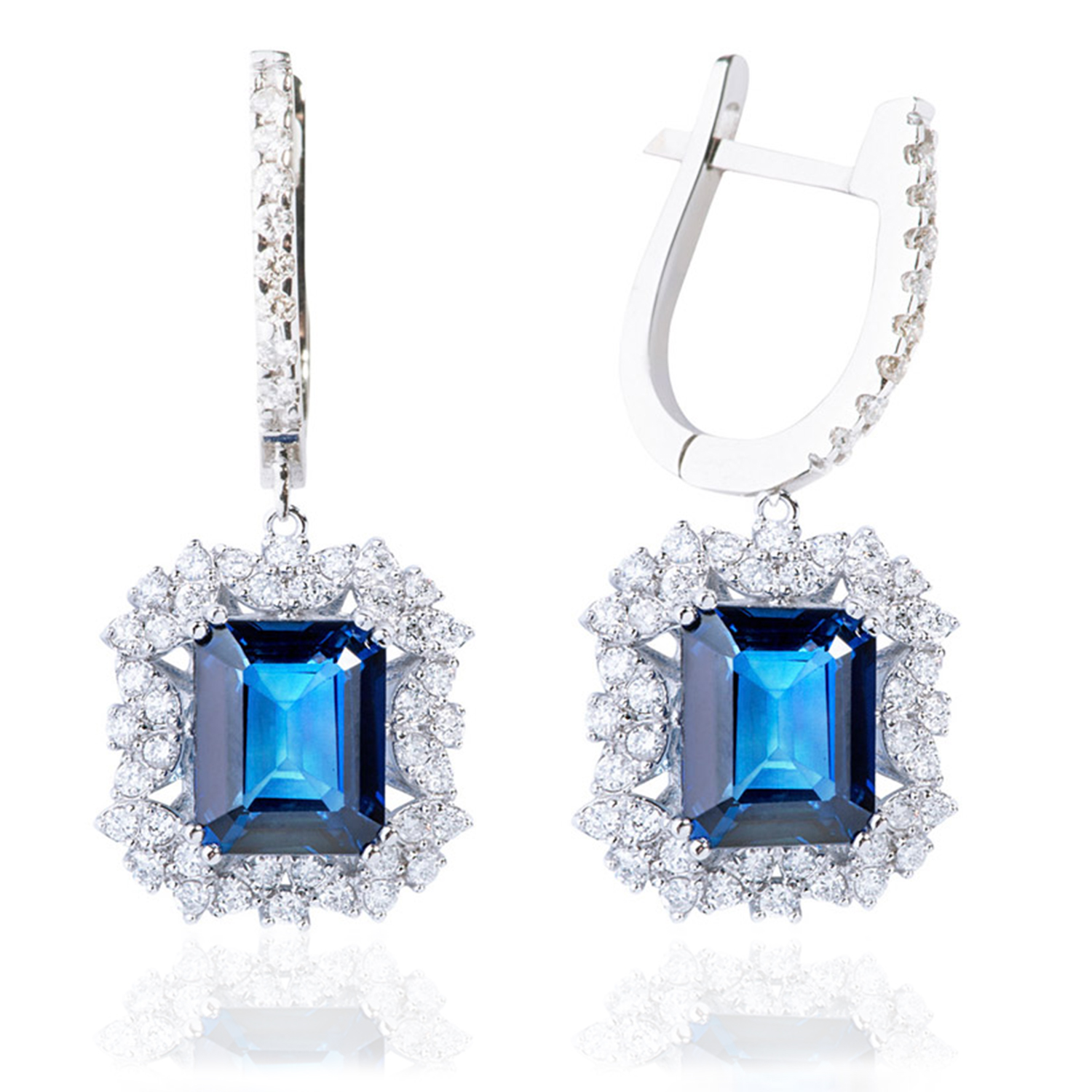 7.59 Karat Pırlanta Safir Küpe