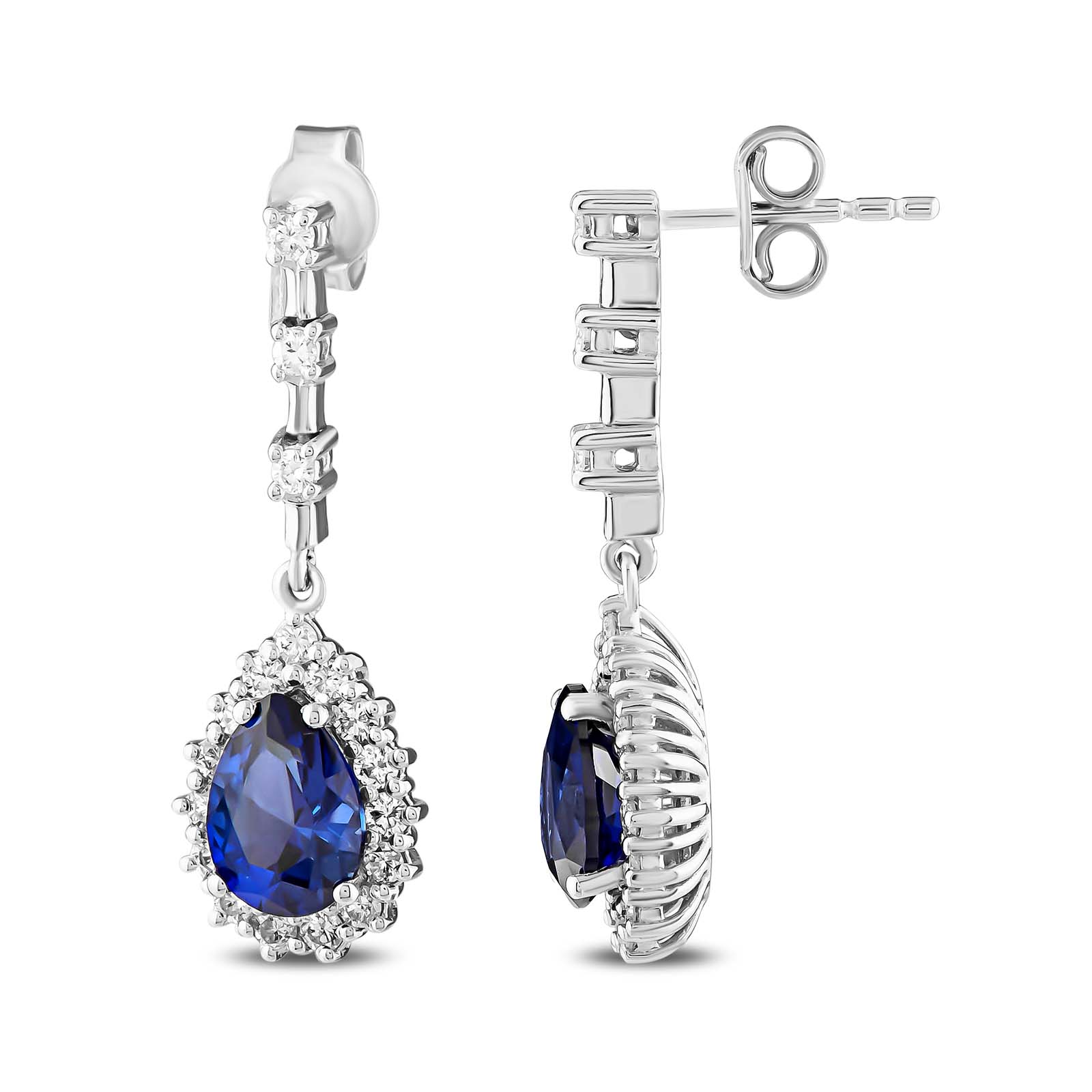 3.44 Karat Pırlanta Safir Küpe
