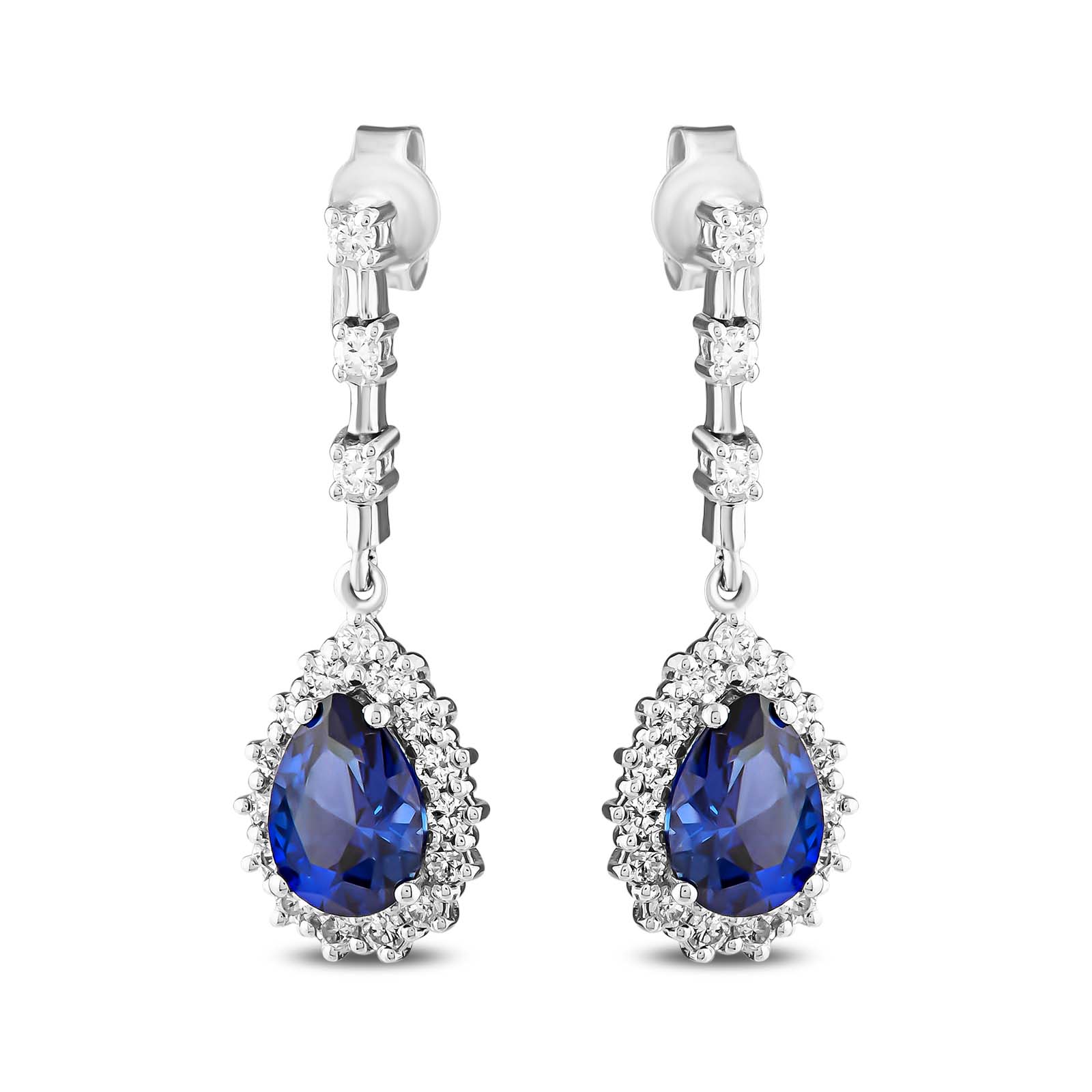 3.44 Karat Pırlanta Safir Küpe 
