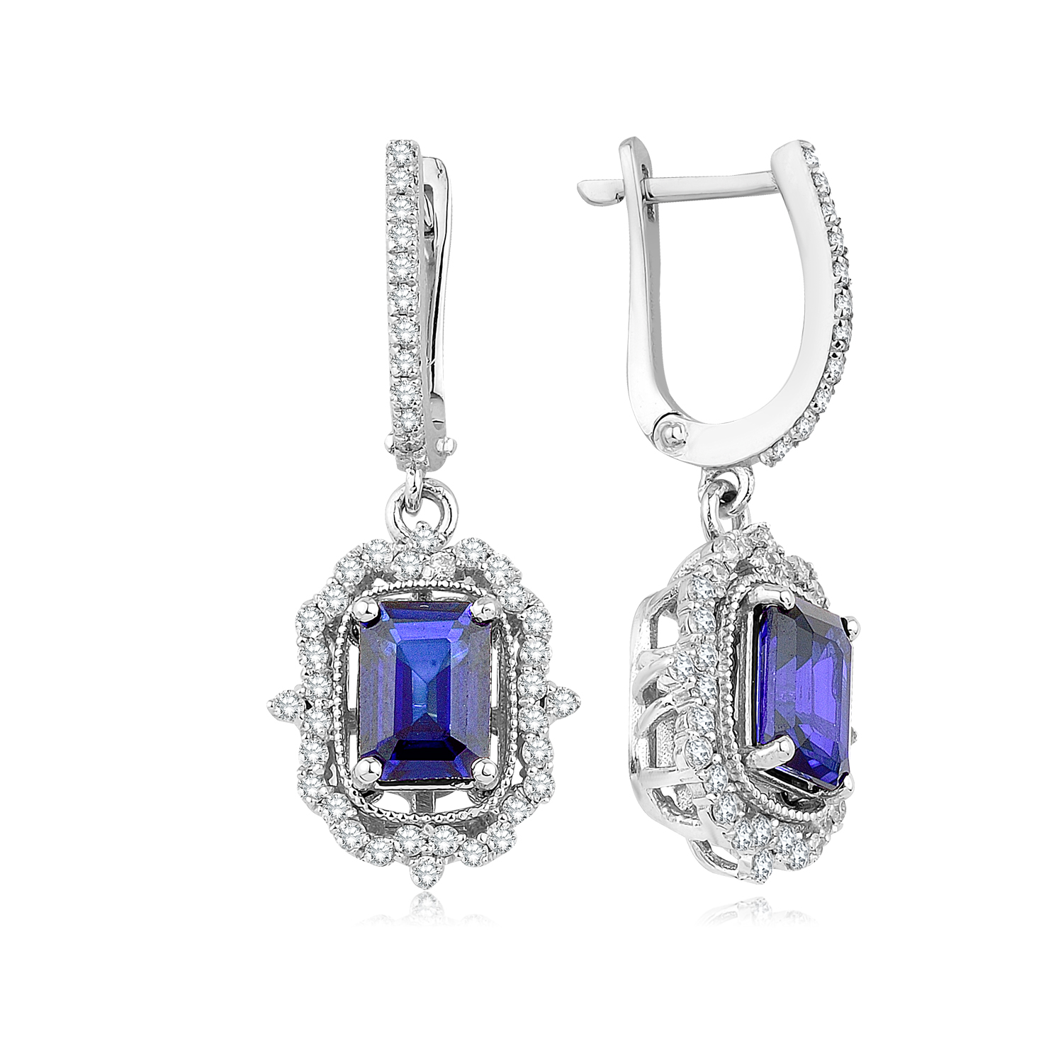 3.13 Karat Pırlanta Safir Küpe