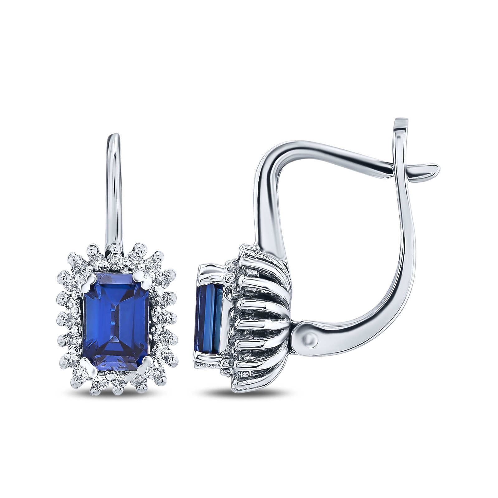 6.55 Karat Pırlanta Safir Küpe