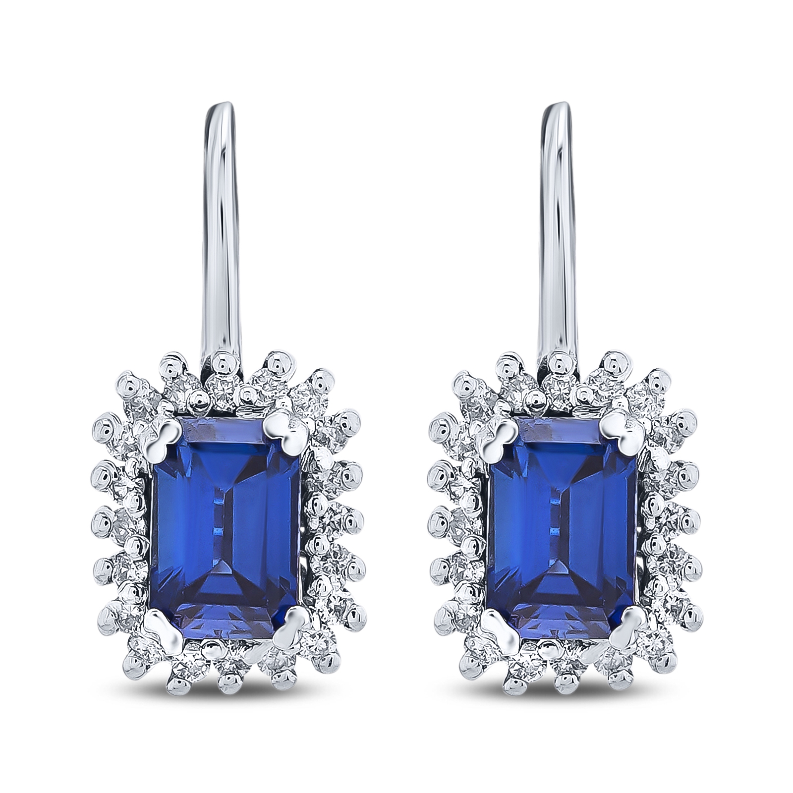 6.55 Karat Pırlanta Safir Küpe 