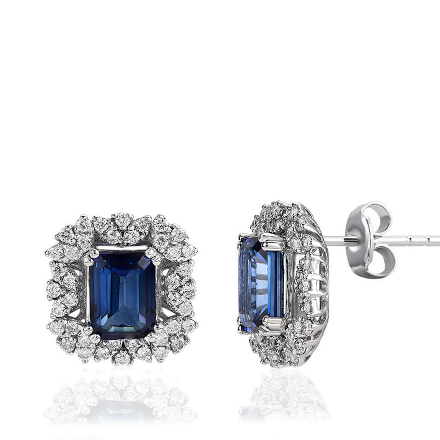 3.58 Karat Pırlanta Safir Küpe