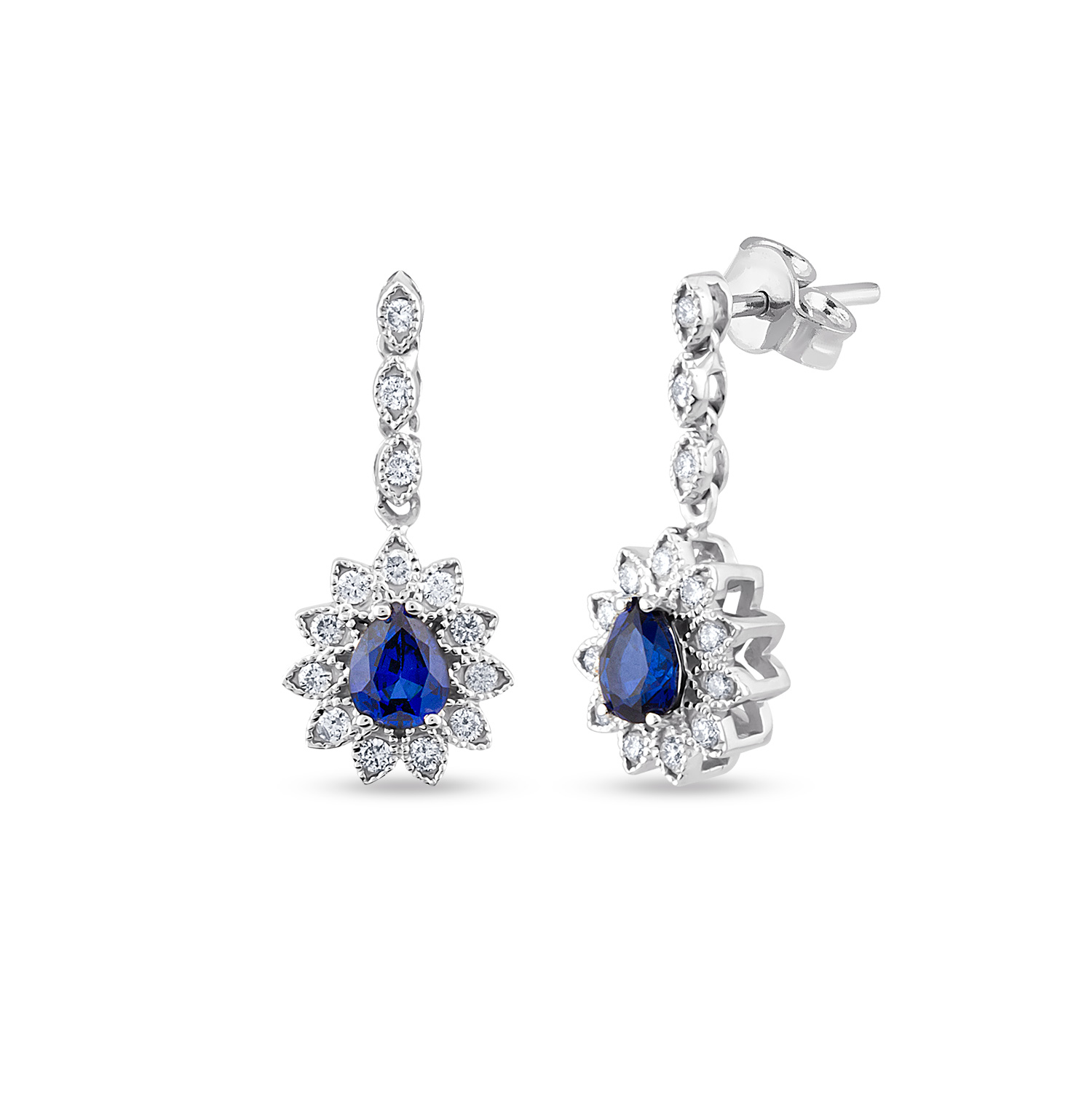 1.13 Karat Pırlanta Safir Küpe