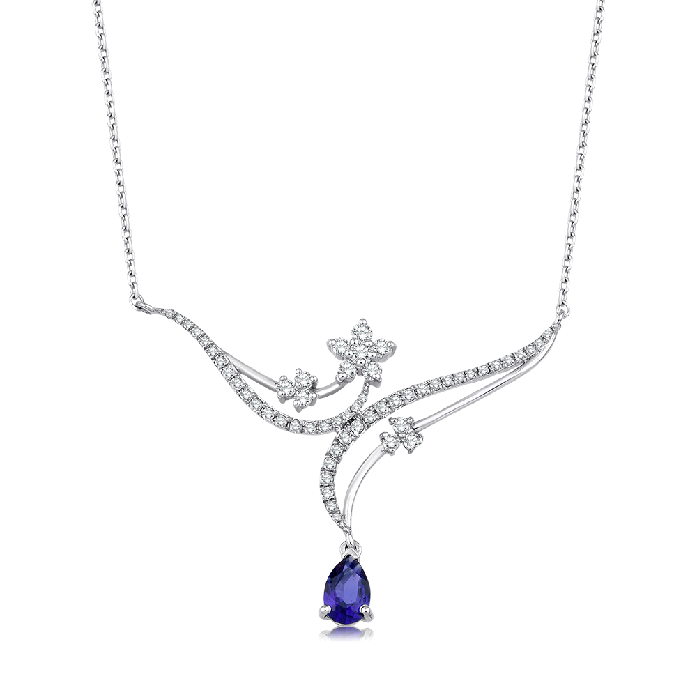 0.86 Karat Pırlanta Safir Kolye