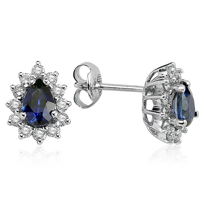 1.60 Karat Pırlanta Safir Küpe