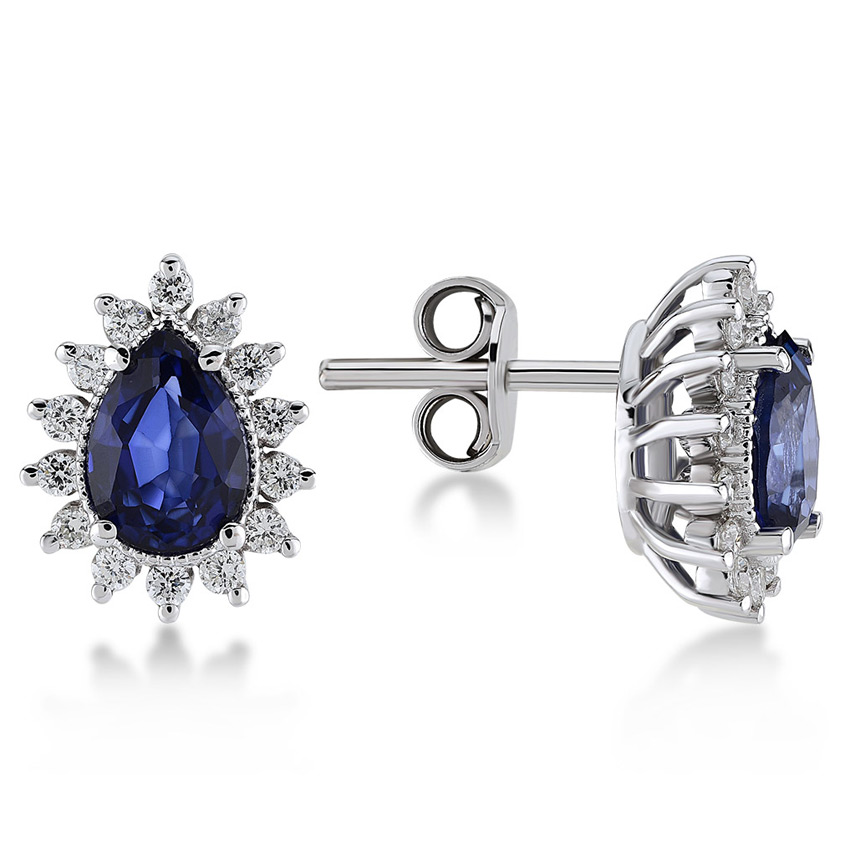 2.12 Karat Pırlanta Safir Küpe